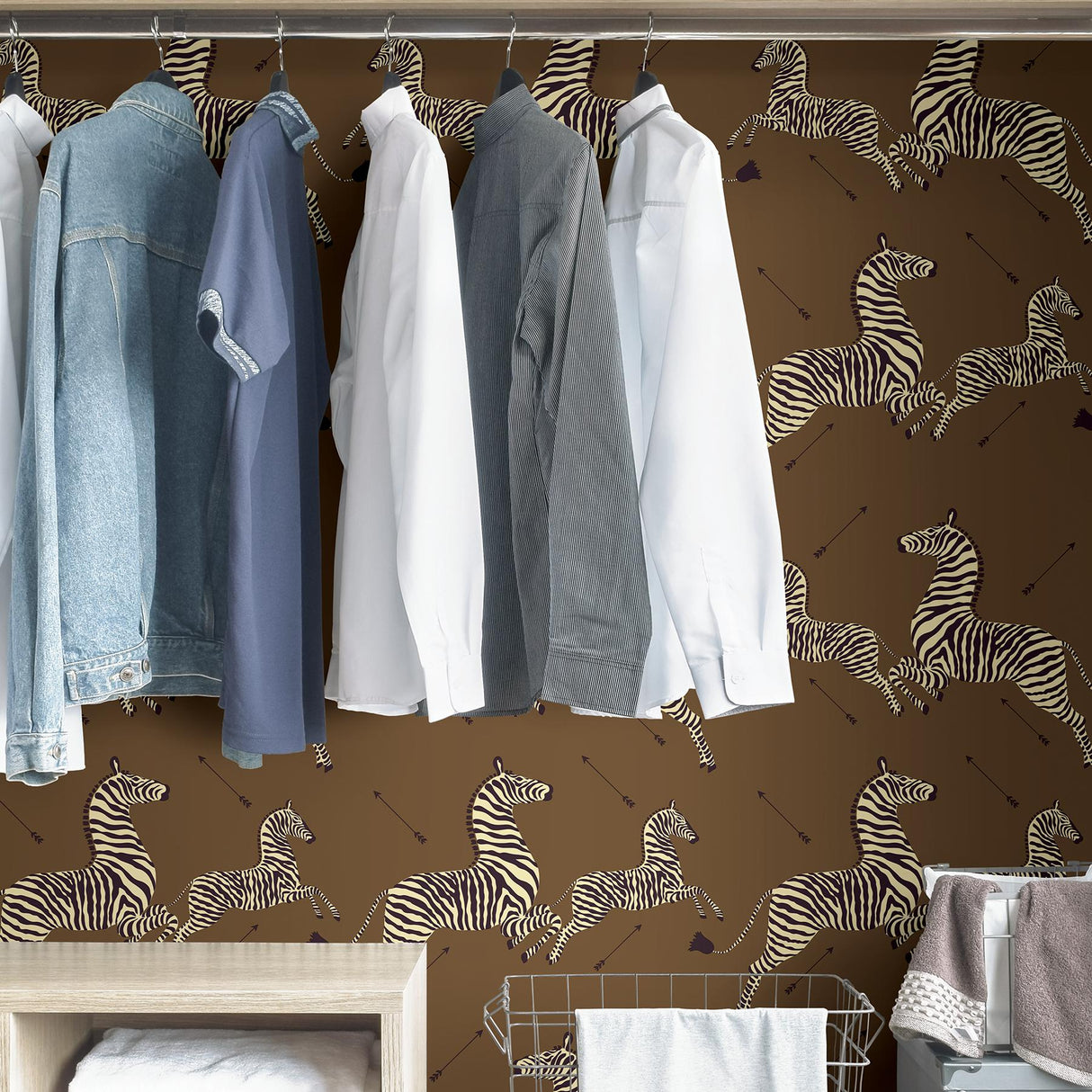 York Safari Brown Zebra Safari Scalamandre Self Adhesive Wallpaper
