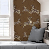 York Safari Brown Zebra Safari Scalamandre Self Adhesive Wallpaper