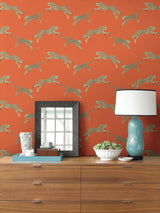 York Clementine Leaping Cheetah Peel & Stick Wallpaper