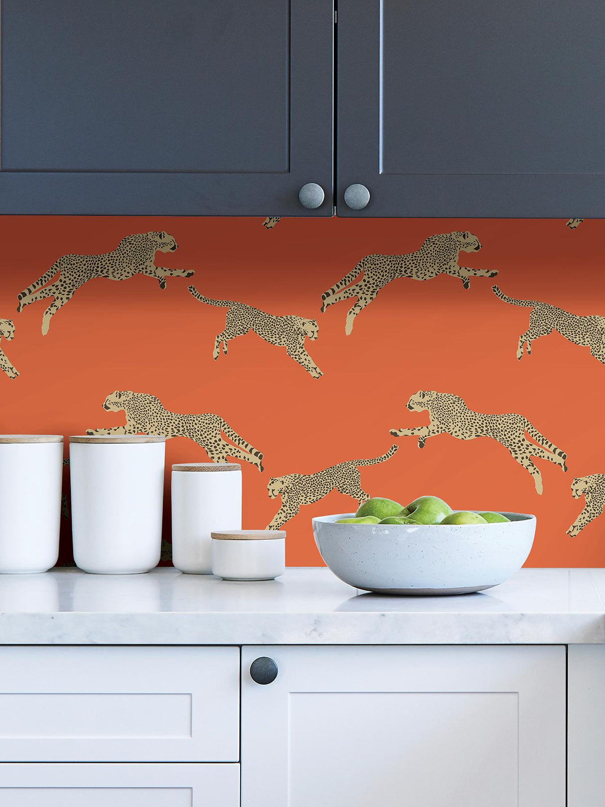 York Clementine Leaping Cheetah Peel & Stick Wallpaper
