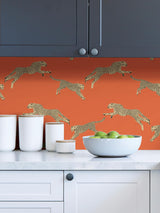 York Clementine Leaping Cheetah Peel & Stick Wallpaper