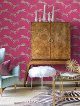York Bubblegum Leaping Cheetah Peel & Stick Wallpaper