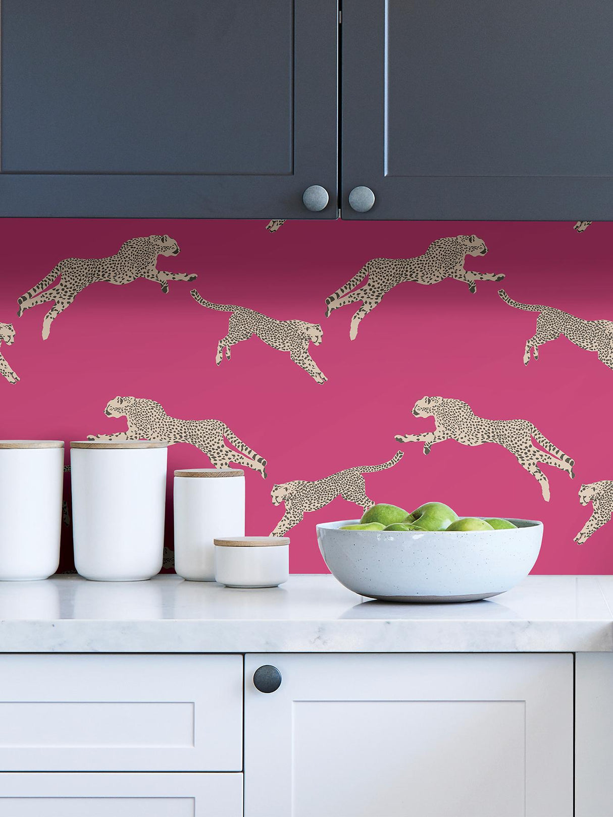 York Bubblegum Leaping Cheetah Peel & Stick Wallpaper