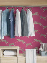 York Bubblegum Leaping Cheetah Peel & Stick Wallpaper