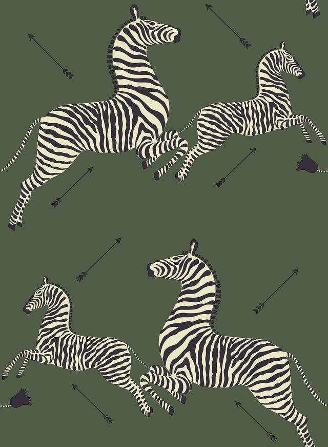 York Serengeti Green Zebra Safari Scalamandre Self Adhesive Wallpaper