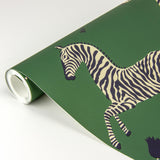 York Serengeti Green Zebra Safari Scalamandre Self Adhesive Wallpaper