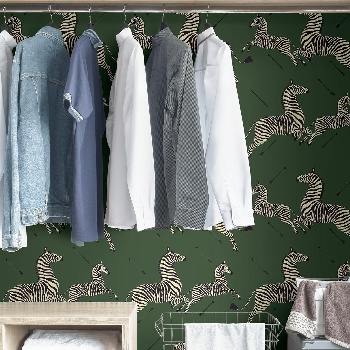 York Serengeti Green Zebra Safari Scalamandre Self Adhesive Wallpaper