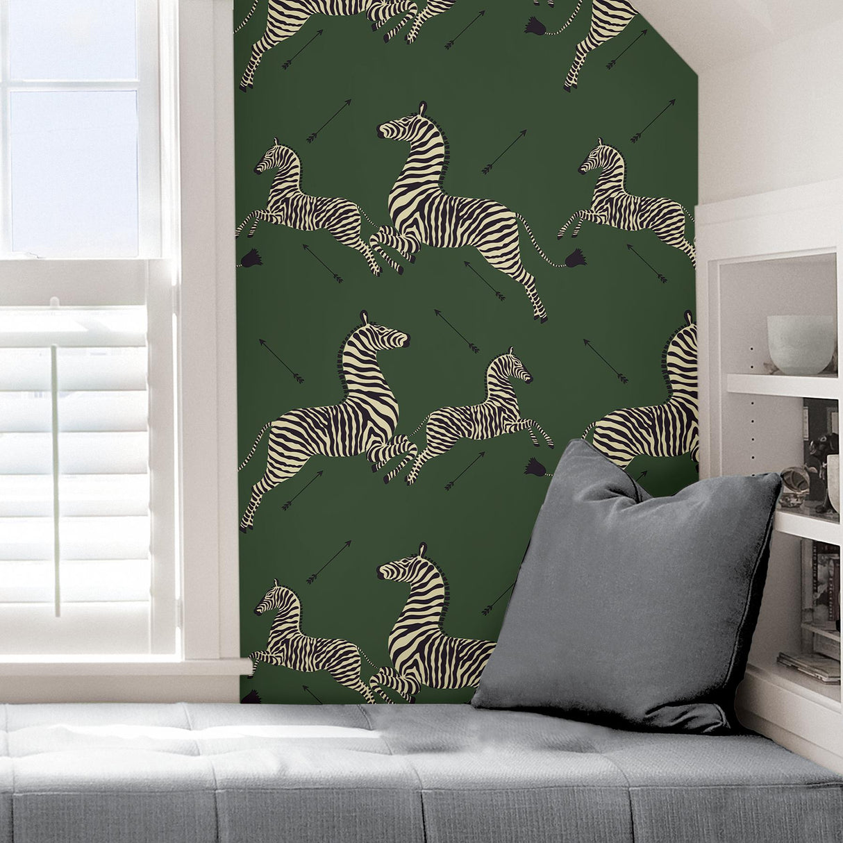York Serengeti Green Zebra Safari Scalamandre Self Adhesive Wallpaper
