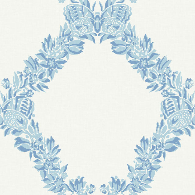 York Sky Blue Wreath Peel & Stick Wallpaper