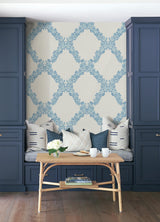 York Sky Blue Wreath Peel & Stick Wallpaper