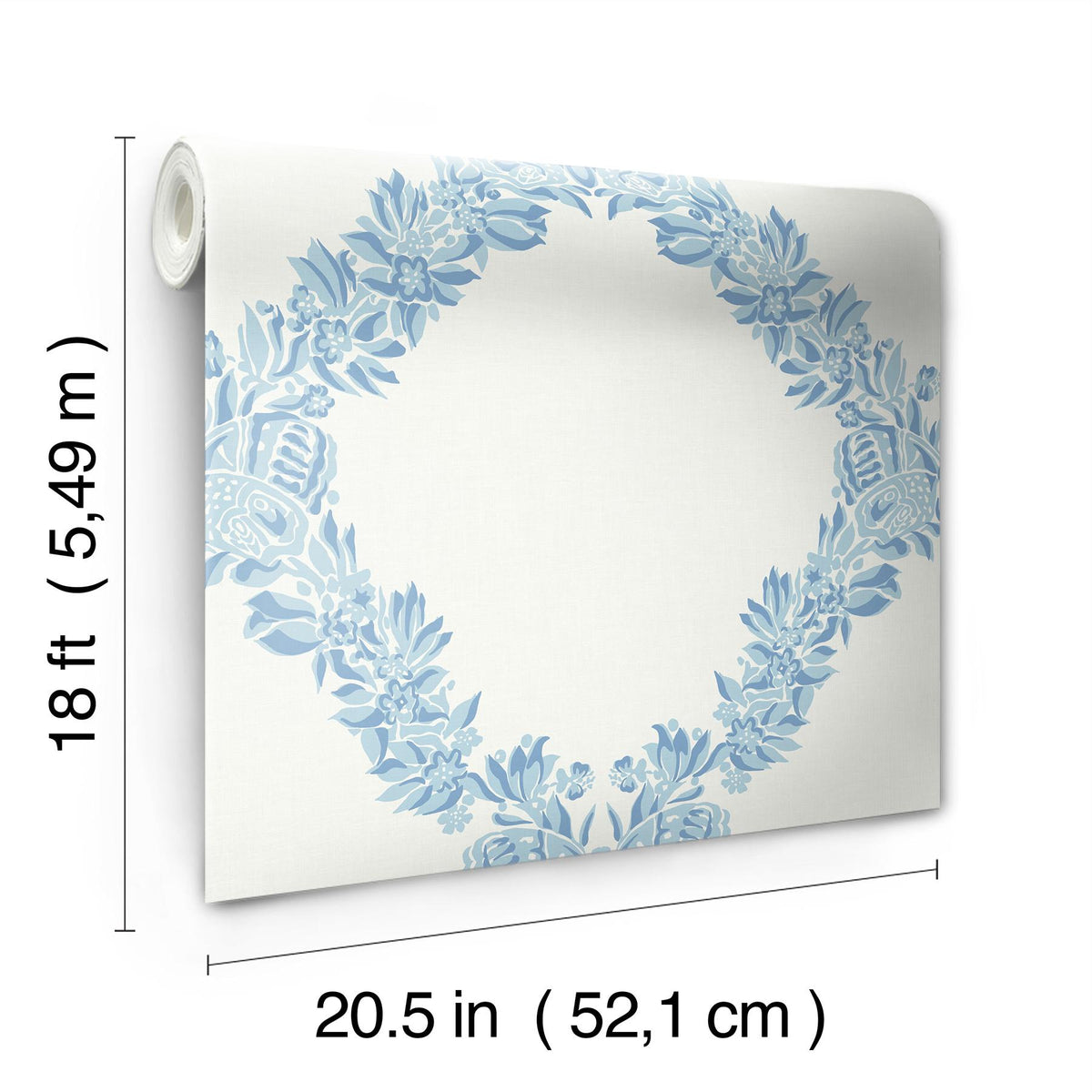 York Sky Blue Wreath Peel & Stick Wallpaper