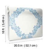 York Sky Blue Wreath Peel & Stick Wallpaper
