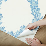 York Sky Blue Wreath Peel & Stick Wallpaper