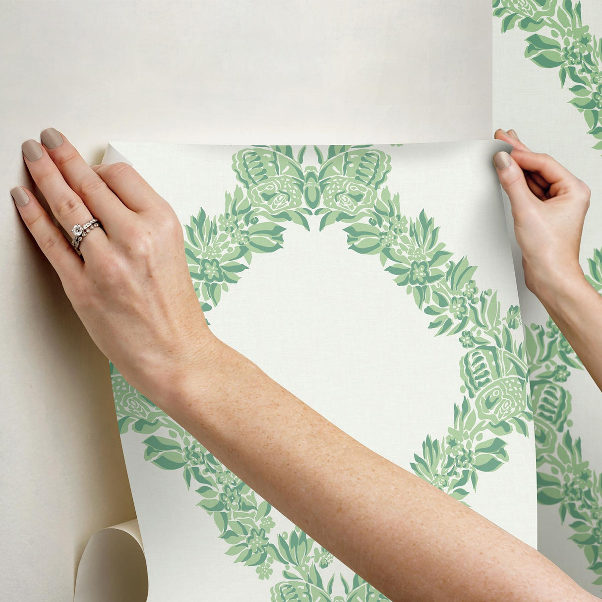 York Jade Wreath Peel & Stick Wallpaper
