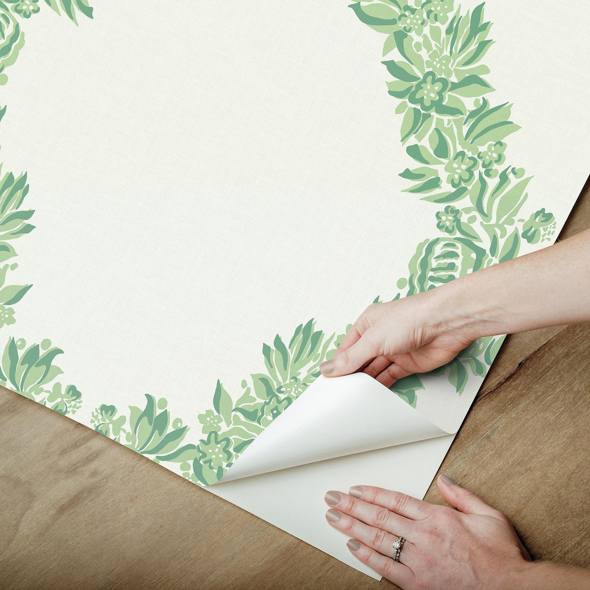 York Jade Wreath Peel & Stick Wallpaper