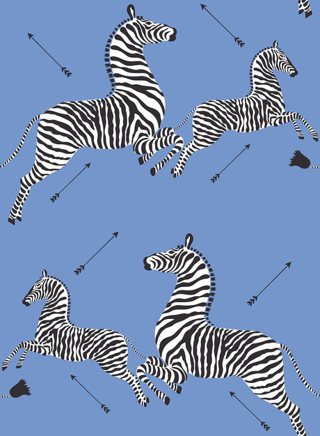 York Azure Zebra Safari Peel & Stick Wallpaper