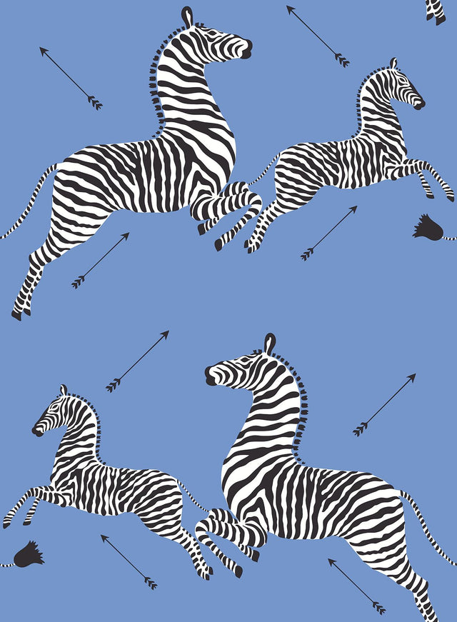 York Azure Zebra Safari Peel & Stick Wallpaper