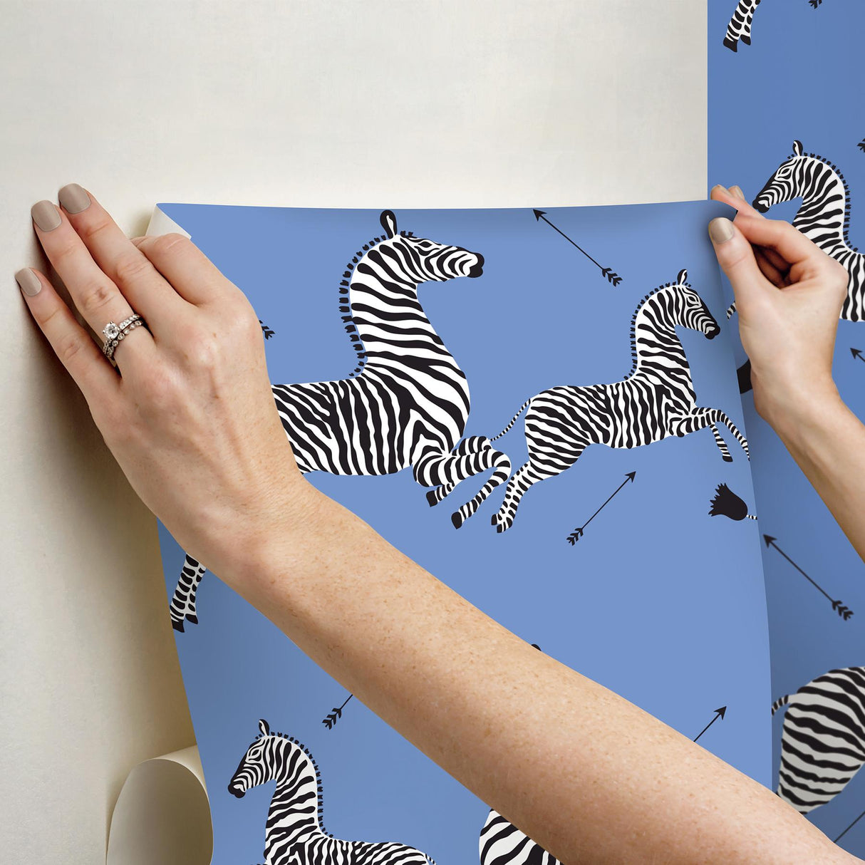 York Azure Zebra Safari Peel & Stick Wallpaper