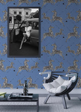 York Azure Zebra Safari Peel & Stick Wallpaper