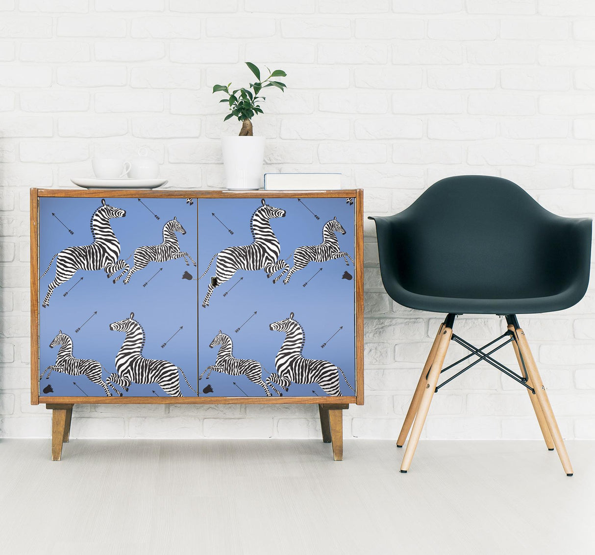 York Azure Zebra Safari Peel & Stick Wallpaper