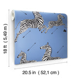 York Azure Zebra Safari Peel & Stick Wallpaper