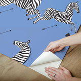 York Azure Zebra Safari Peel & Stick Wallpaper