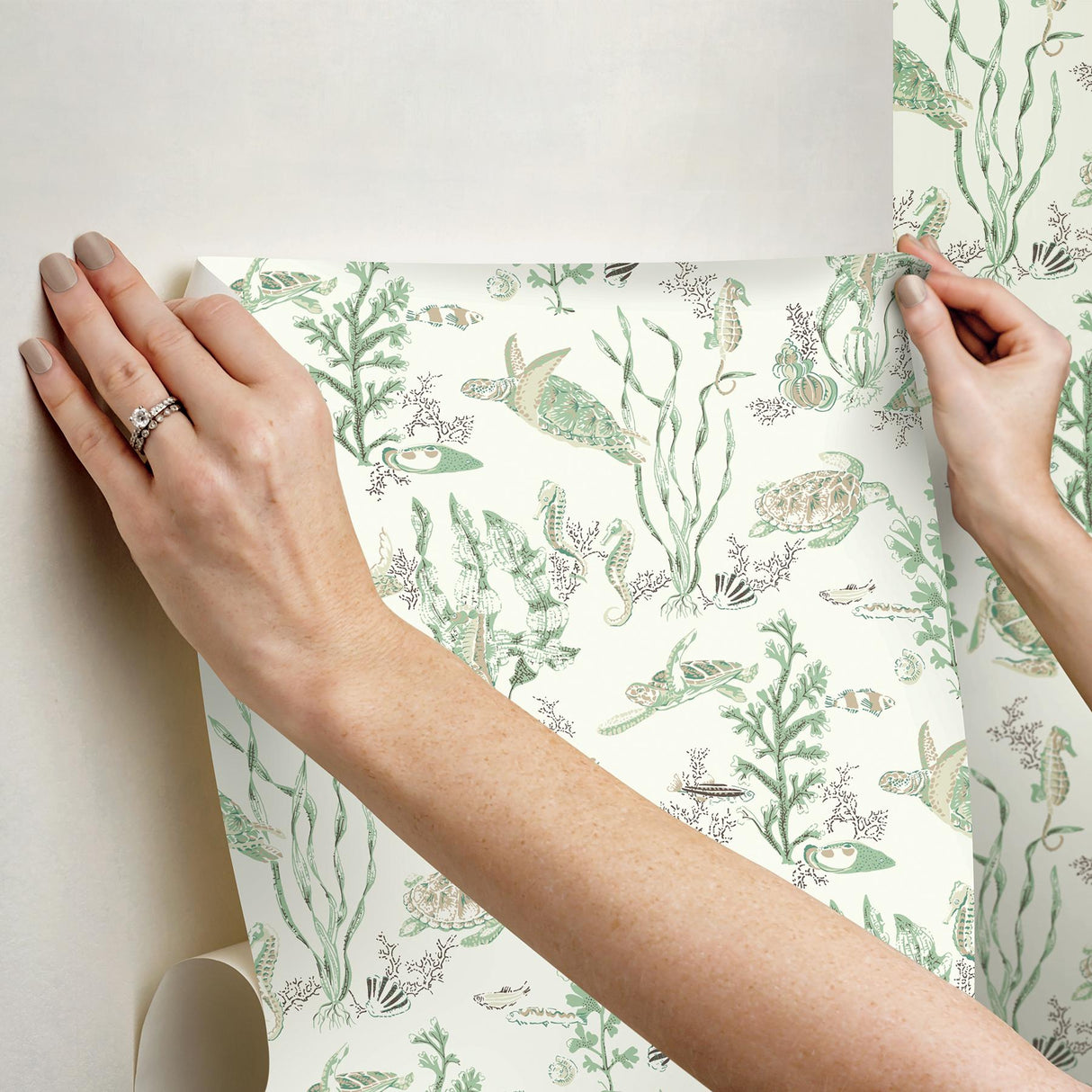 York Jade & Sandstone Garparilla Peel & Stick Wallpaper