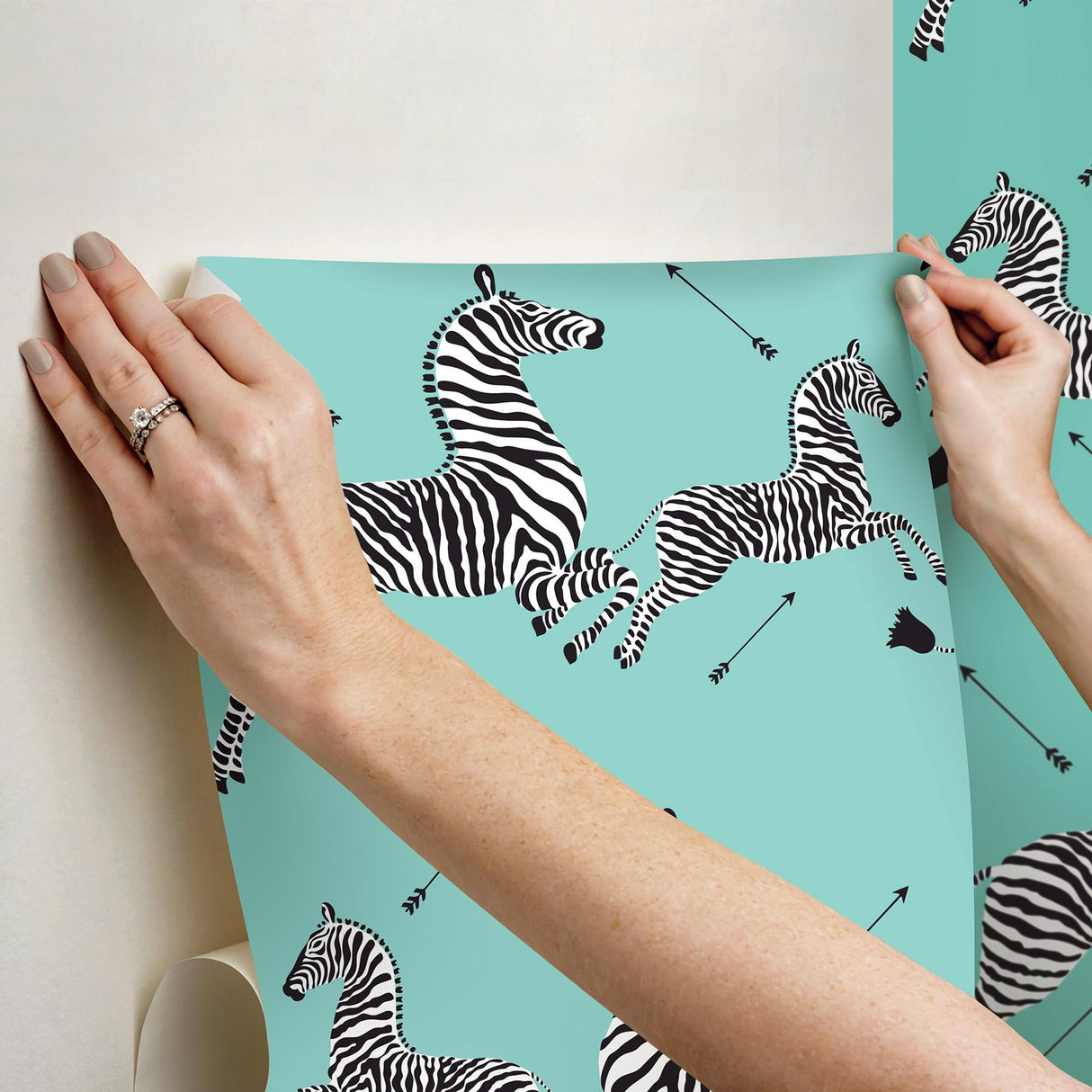 York Aqua Zebra Safari Peel & Stick Wallpaper