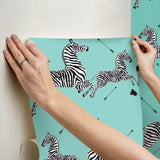 York Aqua Zebra Safari Peel & Stick Wallpaper