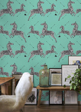 York Aqua Zebra Safari Peel & Stick Wallpaper
