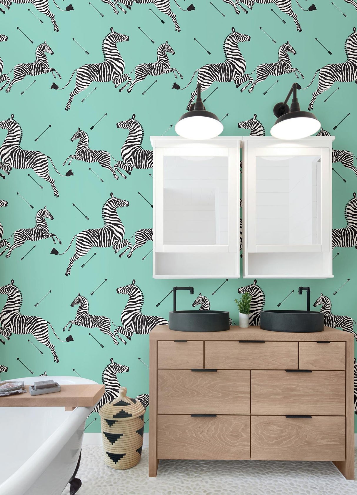 York Aqua Zebra Safari Peel & Stick Wallpaper