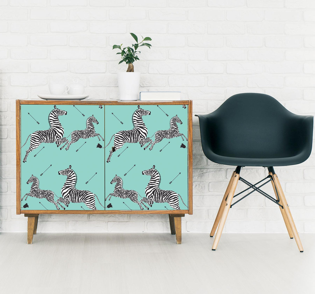 York Aqua Zebra Safari Peel & Stick Wallpaper