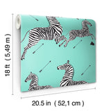 York Aqua Zebra Safari Peel & Stick Wallpaper