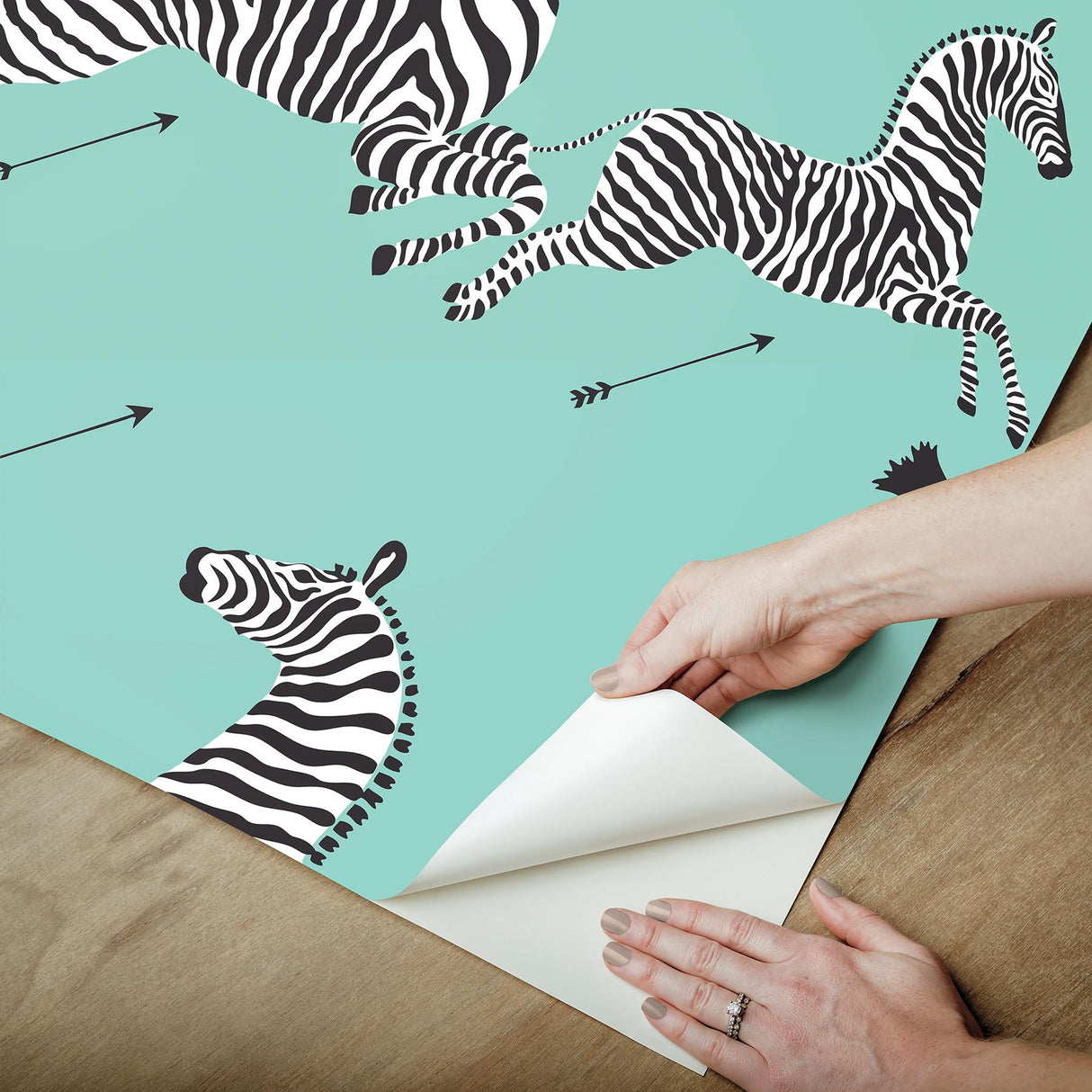 York Aqua Zebra Safari Peel & Stick Wallpaper