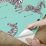 York Aqua Zebra Safari Peel & Stick Wallpaper