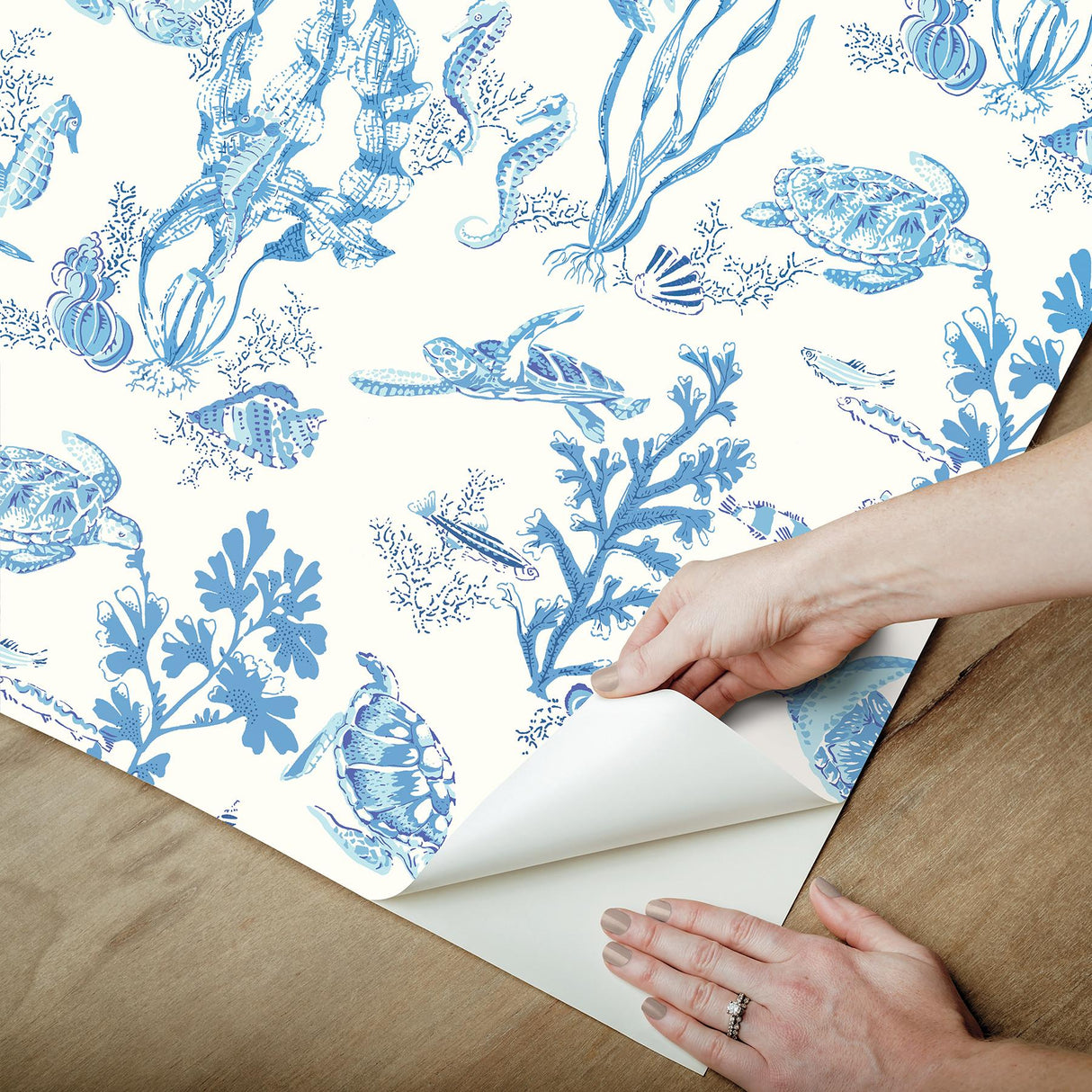 York Azure Garparilla Peel & Stick Wallpaper