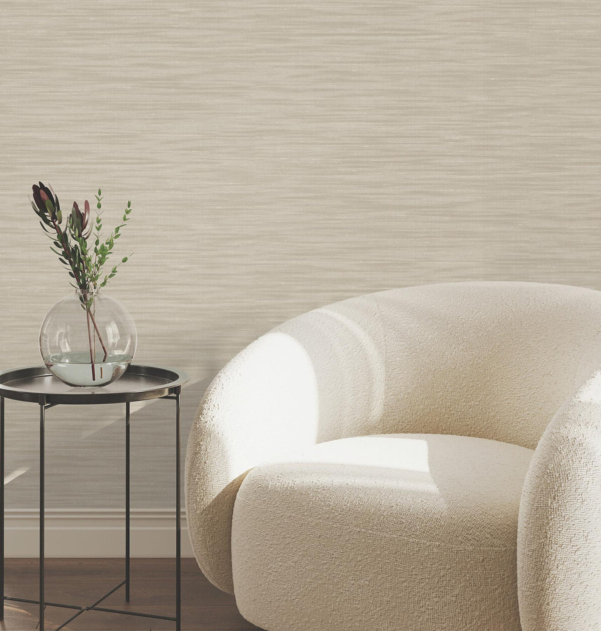 York Wallcoverings Sari Silk Beige Faux Fabric Wallpaper