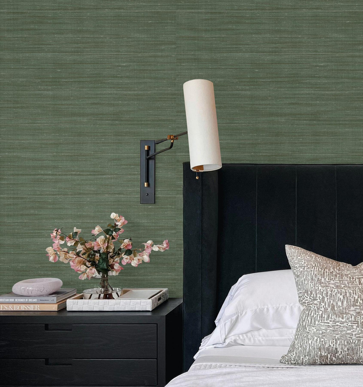 York Wallcoverings Sari Silk Green Faux Fabric Wallpaper