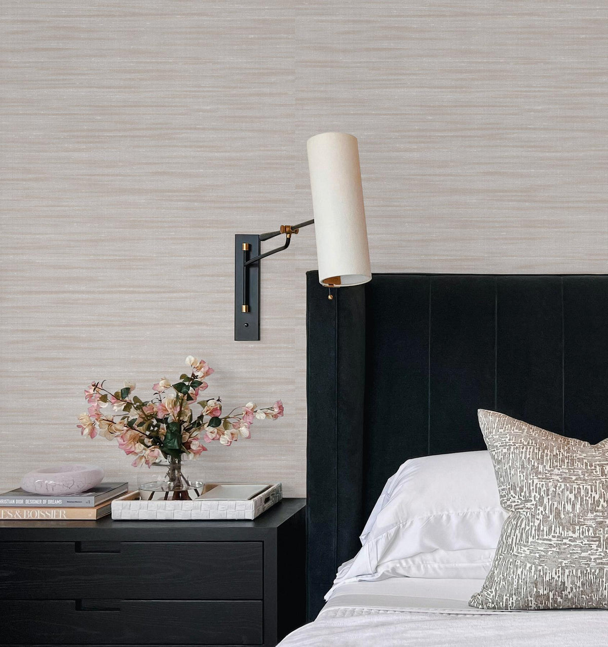 York Wallcoverings Sari Silk Dove Faux Fabric Wallpaper