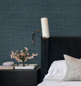 York Wallcoverings Sari Silk Slate Faux Fabric Wallpaper