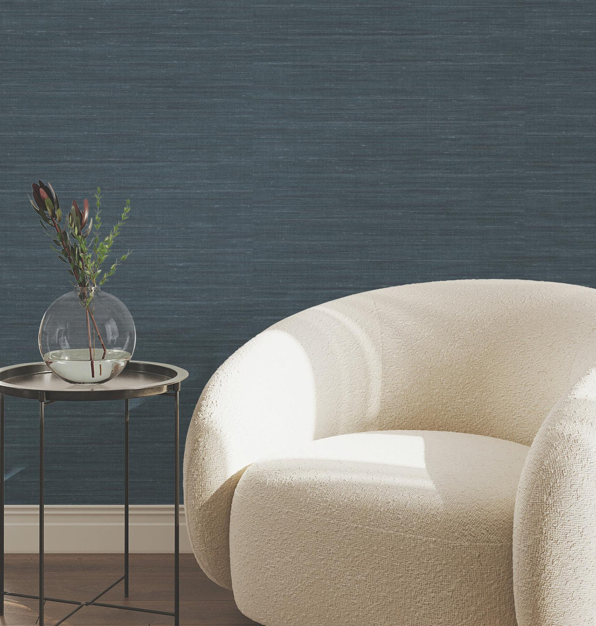York Wallcoverings Sari Silk Slate Faux Fabric Wallpaper