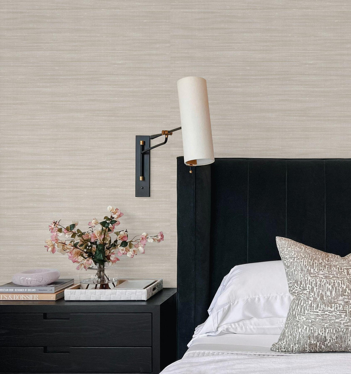 York Wallcoverings Sari Silk Khaki Faux Fabric Wallpaper