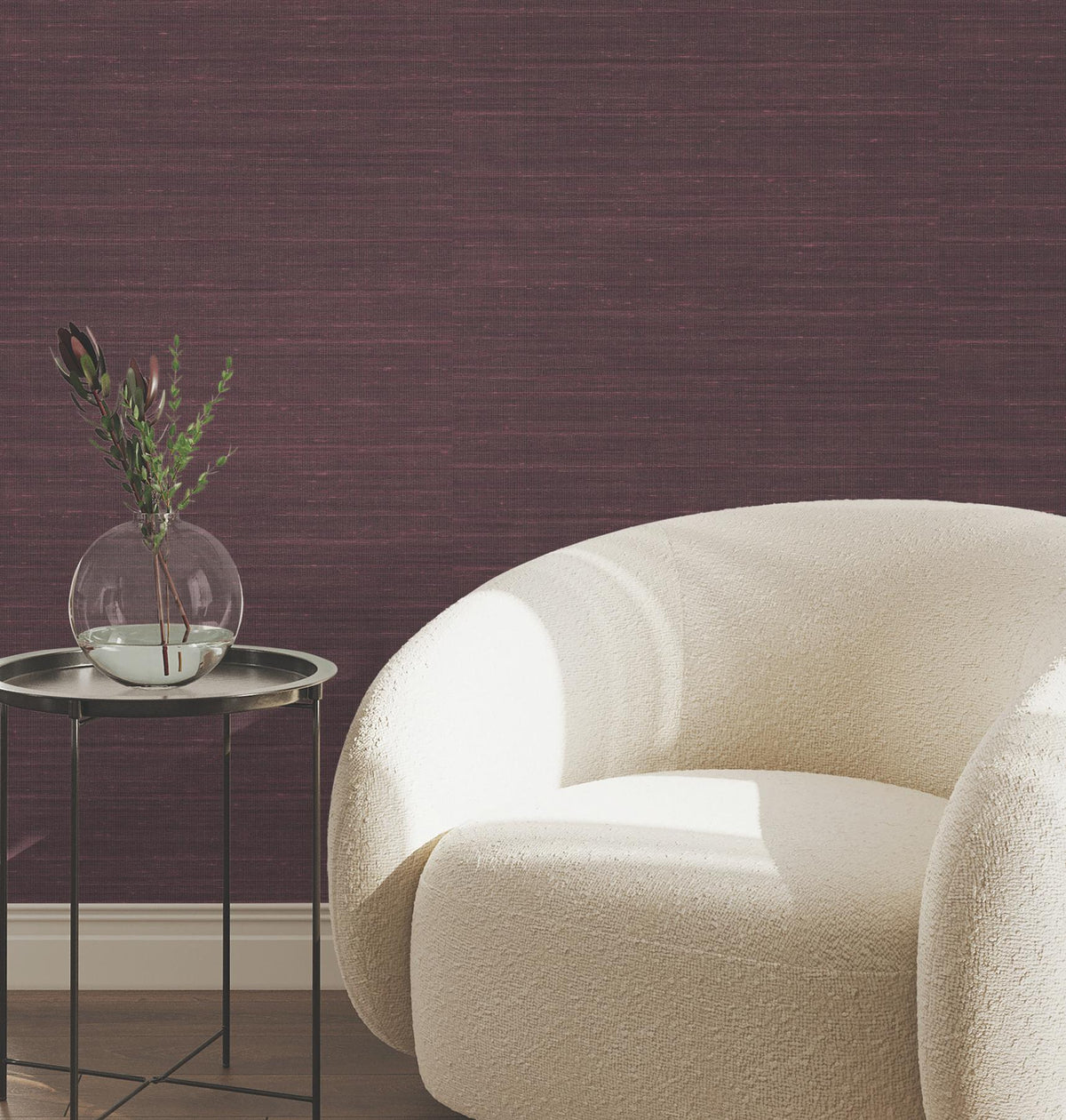 York Wallcoverings Sari Silk Merlot Faux Fabric Wallpaper