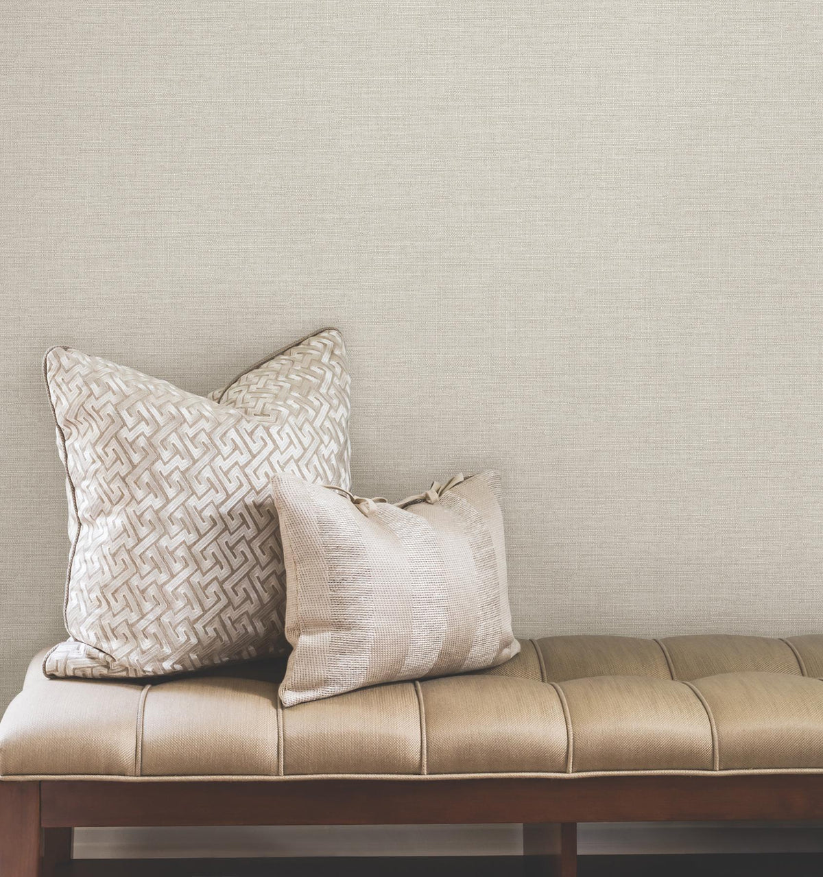 York Wallcoverings Terrene Cream Faux Linen Wallpaper