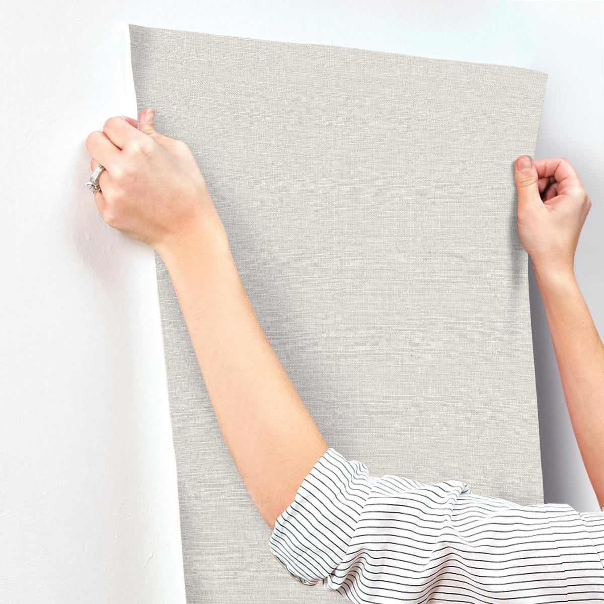 York Wallcoverings Terrene Light Grey Faux Linen Wallpaper