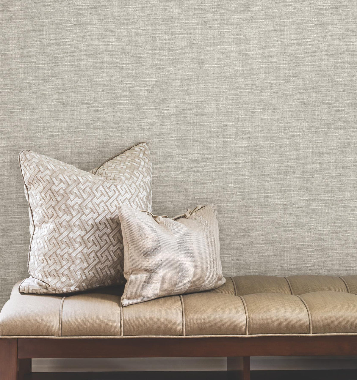 York Wallcoverings Terrene Light Grey Faux Linen Wallpaper