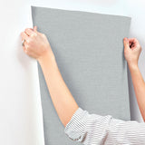 York Wallcoverings Terrene Light Blue Faux Linen Wallpaper