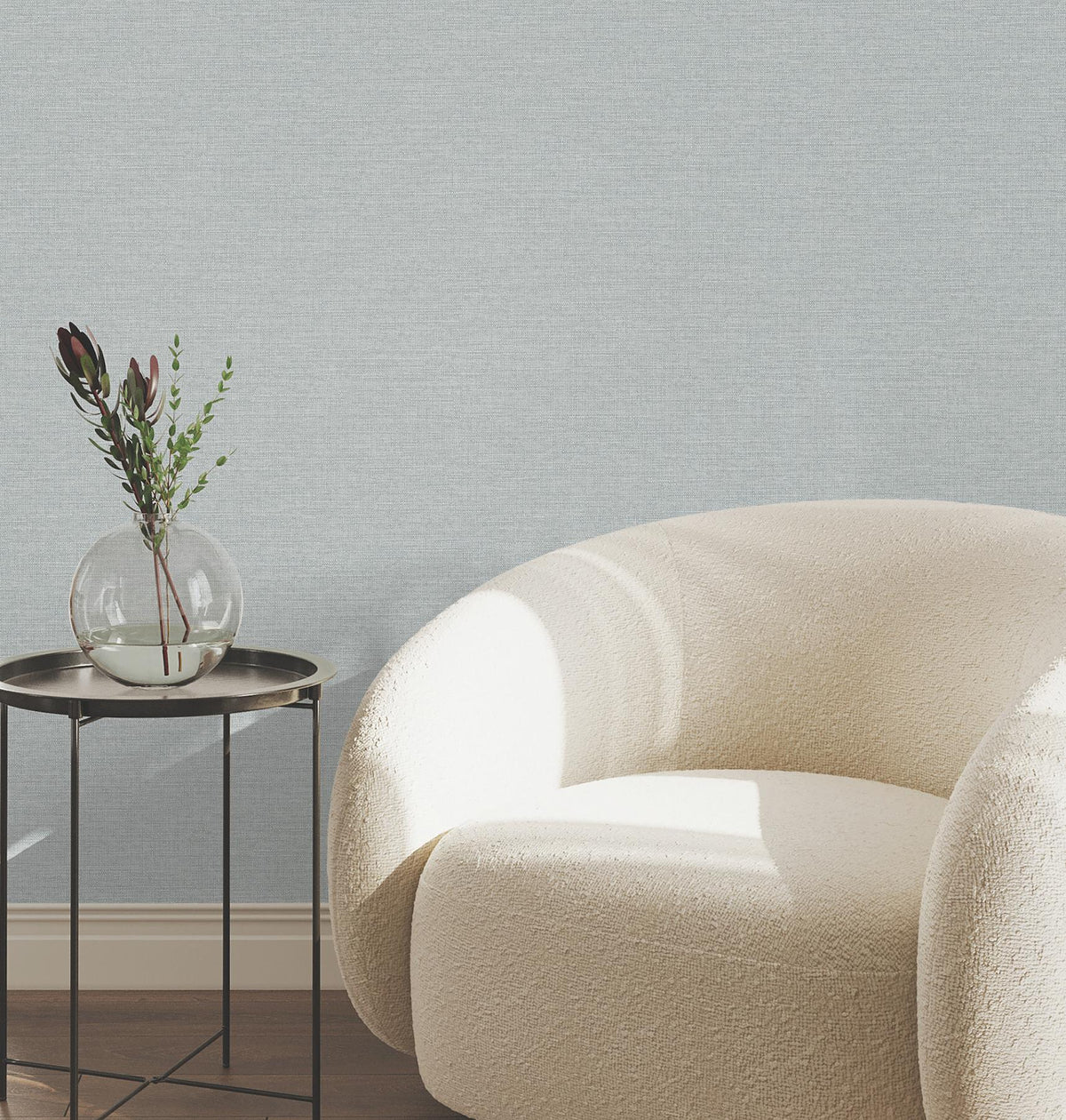 York Wallcoverings Terrene Light Blue Faux Linen Wallpaper