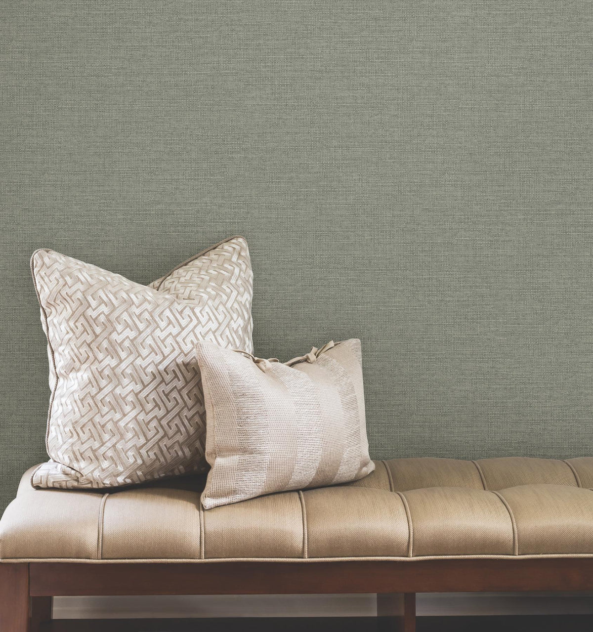 York Wallcoverings Terrene Moss Faux Linen Wallpaper