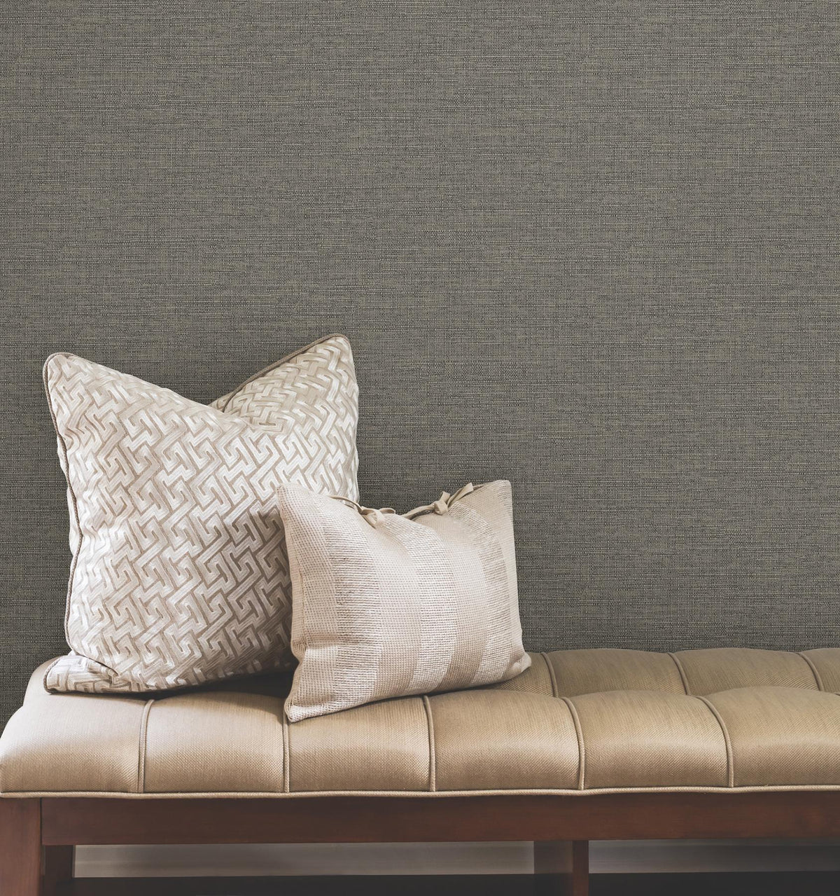 York Wallcoverings Terrene Charcoal Faux Linen Wallpaper